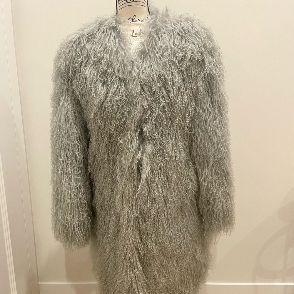Real Mongolian sheep hair coat in Gray